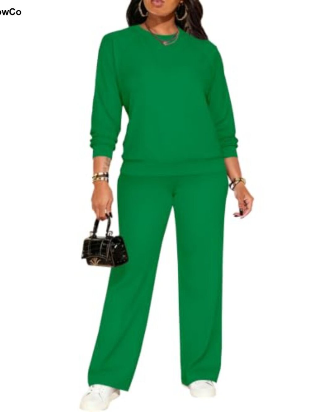 2 Piece Sweatsuit Lounge Set Crop Top Wide Leg Pants Cotton Polyester